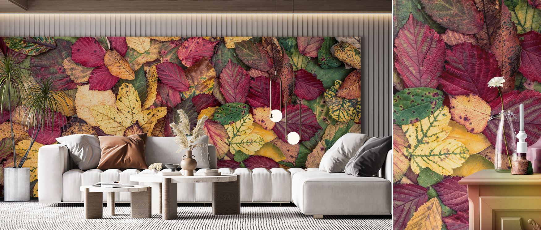 Bold tones define the Fall Color Burst Wallpaper, transforming living rooms with resonance, artistry, and refinement. Interiors glow with atmosphere, vibrancy, and cultural pride, enriched by decorative seasonal charm. 
