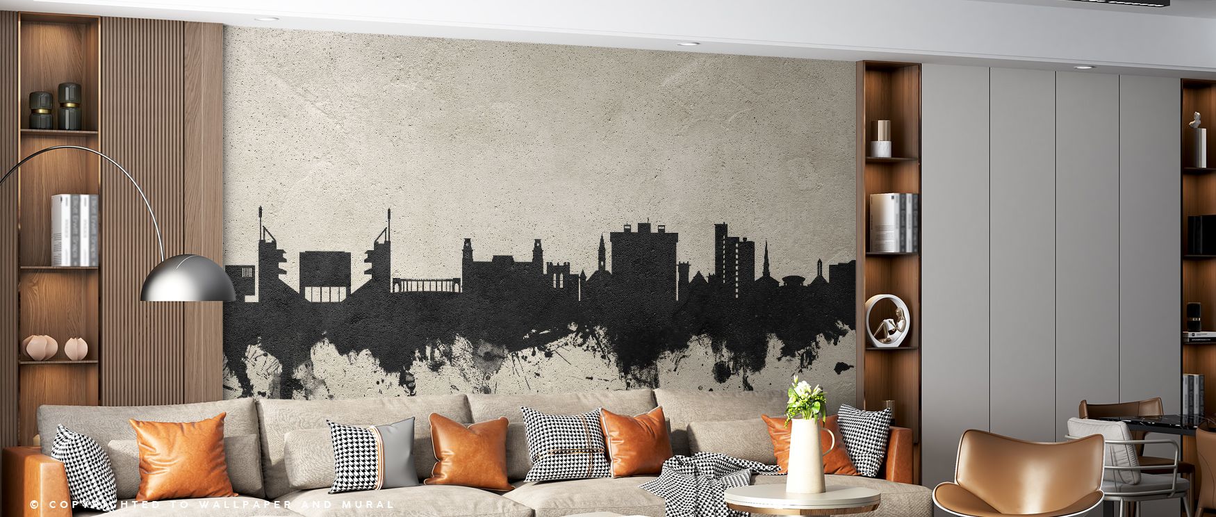 Architectural outlines highlight the Fayetteville Arkansas Skyline Concrete Wallpaper, enriching living rooms with atmosphere, refinement, and resonance. Interiors glow with cultural charm, artistry, and sophistication, turning walls into engaging showcas