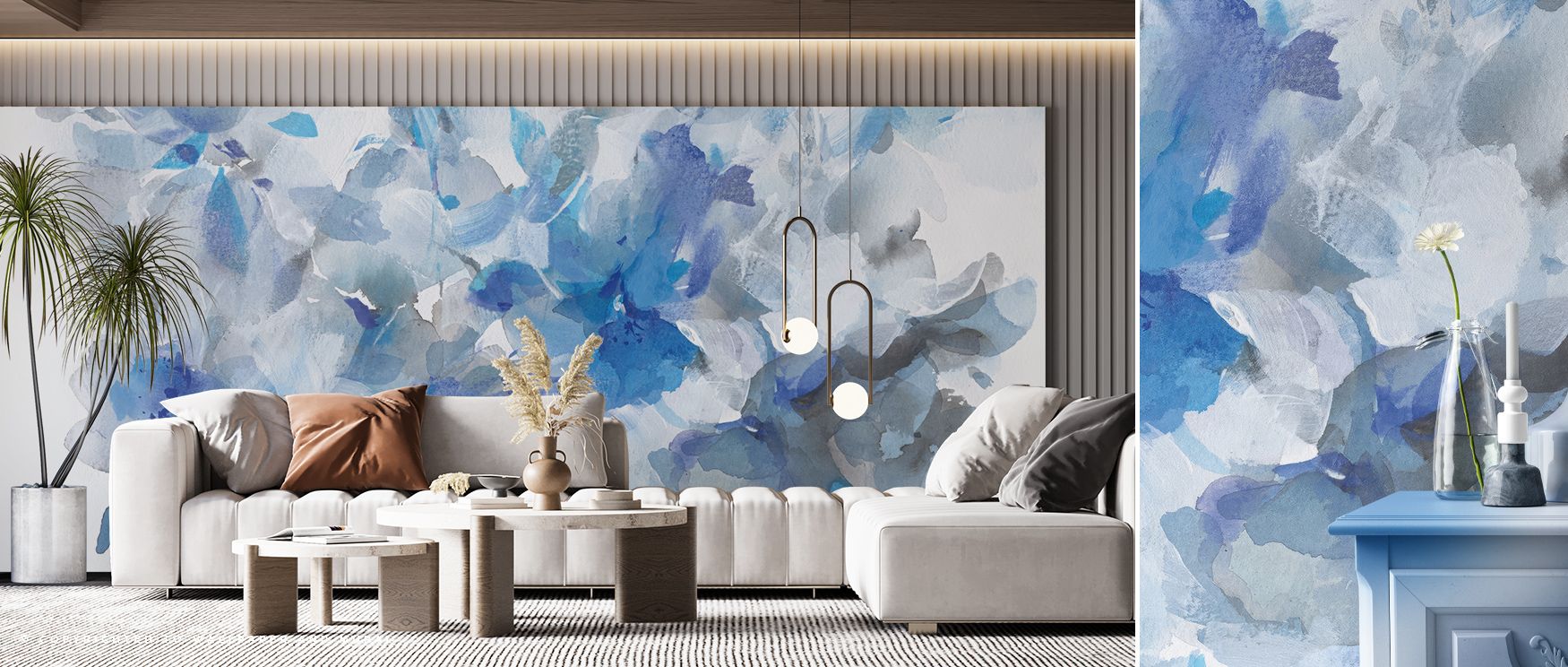 With Floral Abstraction Wallpaper, walls come alive in abstract florals and radiant tones that feel both daring and harmonious. Its energy carries creativity into interiors, offering a vibrant backdrop perfect for enhancing a stylish living space with art