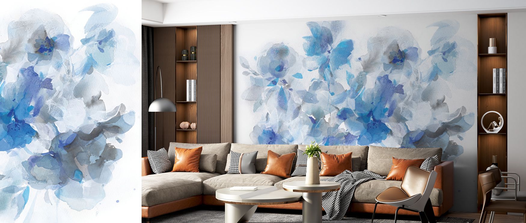 Abstract floral forms flow across Floral Abstraction Wallpaper, infused with bold colors that heighten artistic impact. The design radiates a lively, modern atmosphere that balances vibrancy and sophistication, ideal for a living environment seeking bold 