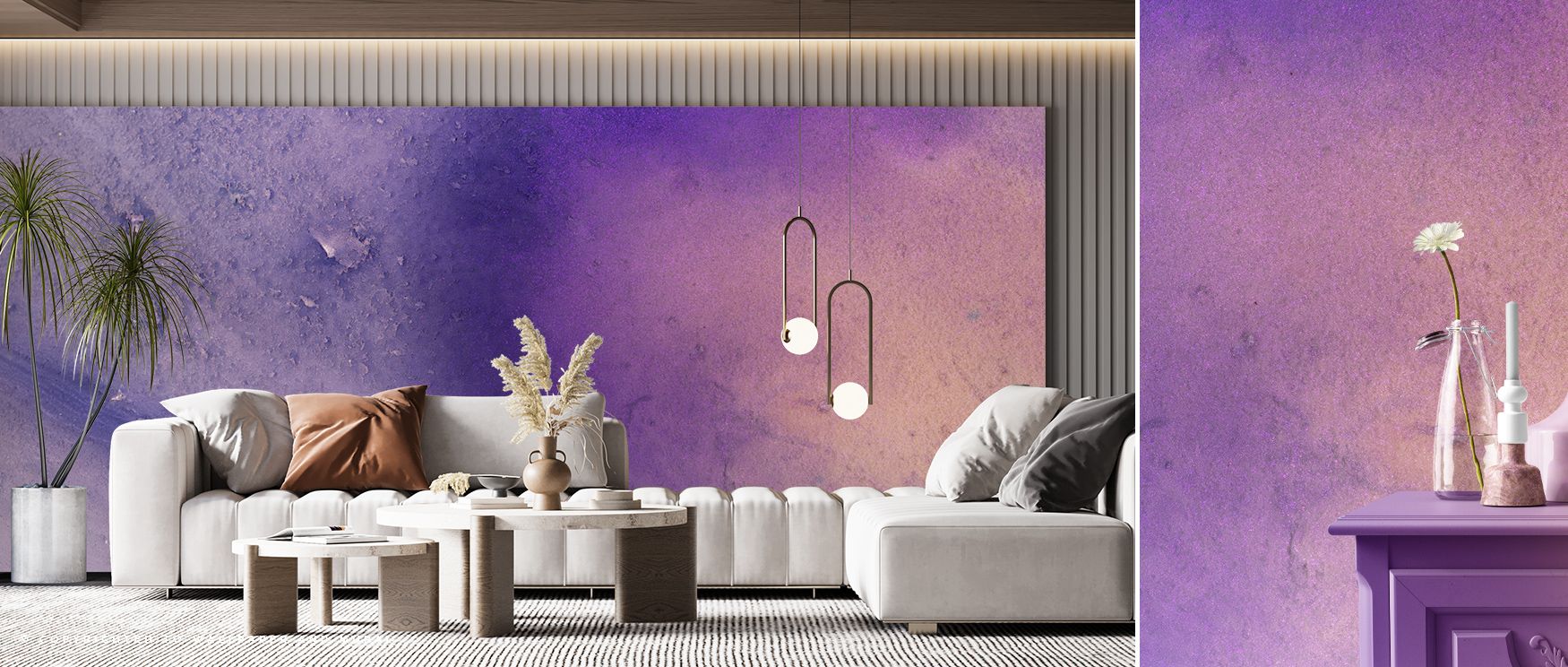 With Fluid Purple Wallpaper, spaces are enveloped in swirling tones that echo the fluidity of paint in motion. The design evokes both energy and serenity, combining rich color with abstract flow. Interiors come alive with modern sophistication, ideal for 