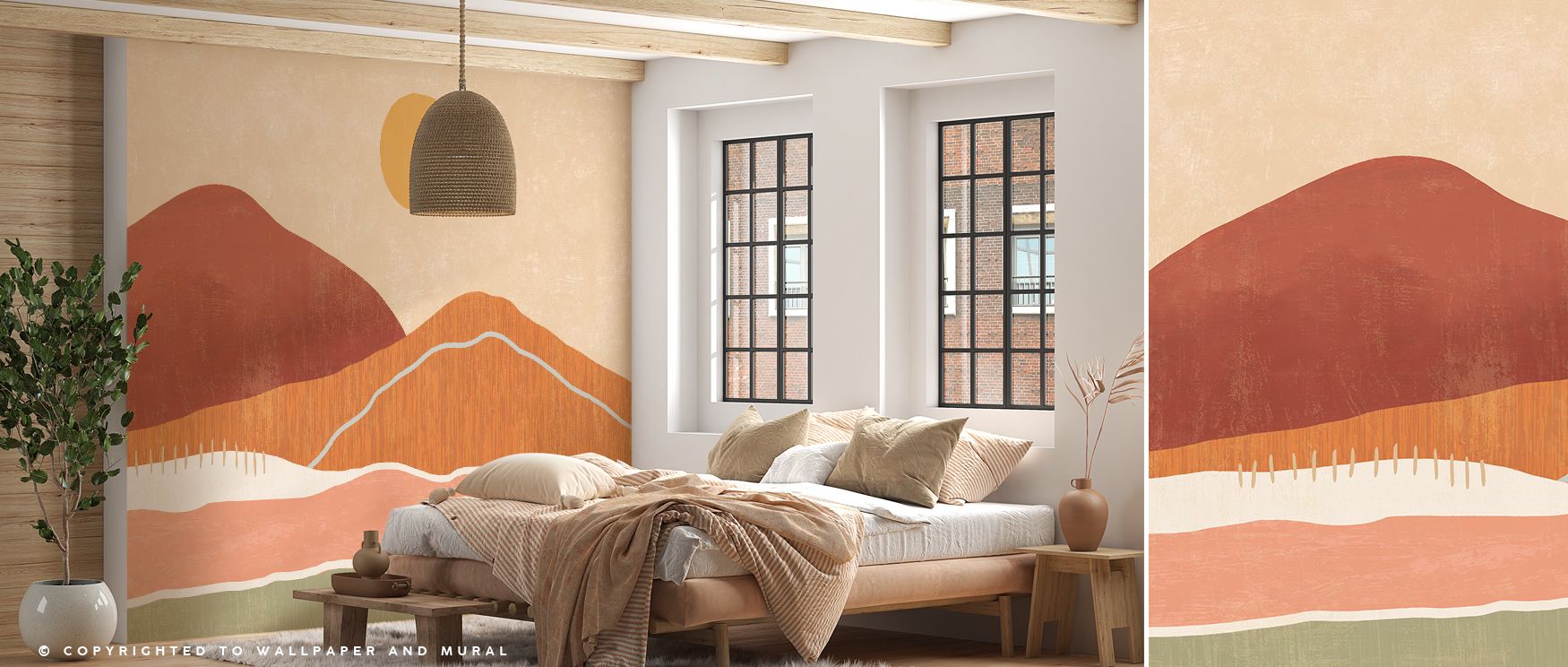 Folk Warmscape Wallpaper radiates warmth as earthy reds and rich ambers glow across surfaces with folk-inspired beauty. Each motif feels hand-drawn, carrying cultural depth that enriches interiors with authenticity. This design enhances walls with atmosph