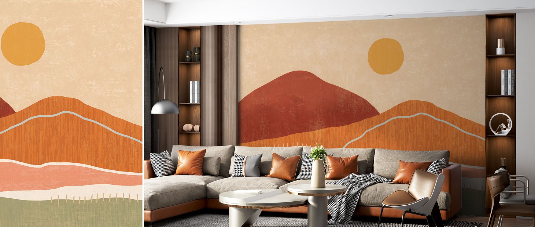 The atmosphere of Folk Warmscape Wallpaper emerges in earthy reds and ambers, forming layers of folk-inspired imagery across walls. Each detail resonates with heritage, filling interiors with charm and comfort. Its inviting warmth enhances rooms, ideal fo