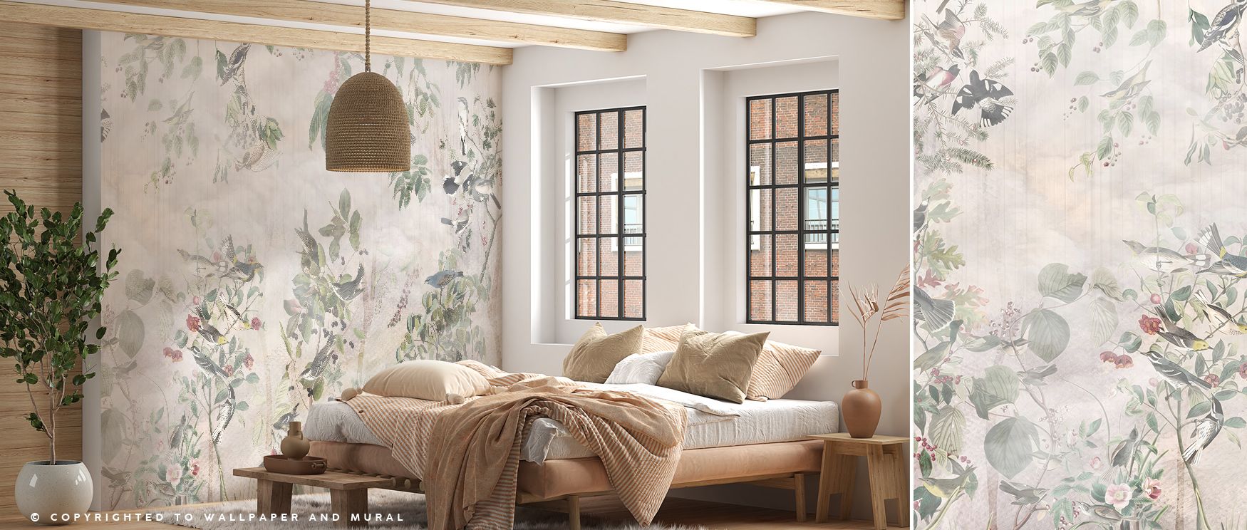 Forest Mist Wallpaper creates a retreat of serenity, where delicate trees dissolve into layers of mist that flow across walls with calm rhythm. The design captures quiet beauty, enhancing interiors with balance and reflection. Its muted tones of green and