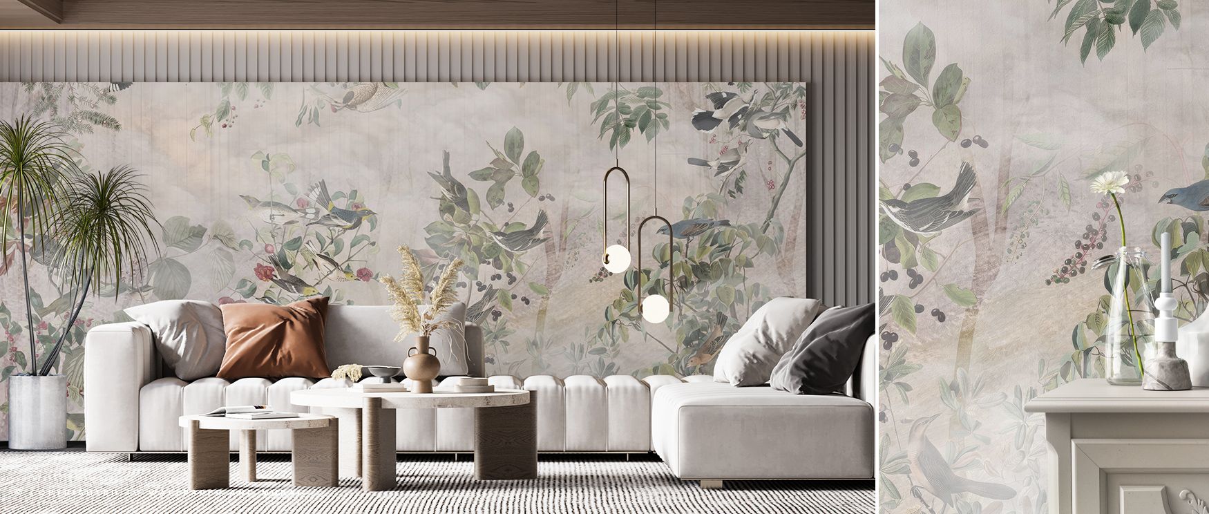 With Forest Mist Wallpaper, spaces are transformed into havens of peace, as soft layers of trees unfold into mist. The design radiates atmosphere, blending greens and greys to nurture calm. Interiors glow with quiet charm, perfect for creating reflective 