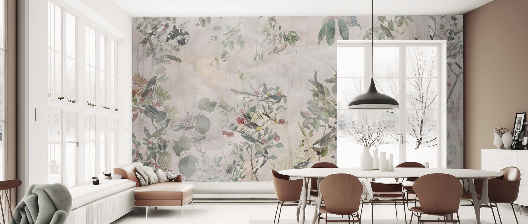 Forest Mist Wallpaper radiates meditative charm as misty tones flow across landscapes of trees. The design suggests timeless quietude, offering interiors a mood of reflection. Walls glow with atmosphere and calm, ideal for creating living spaces that embr