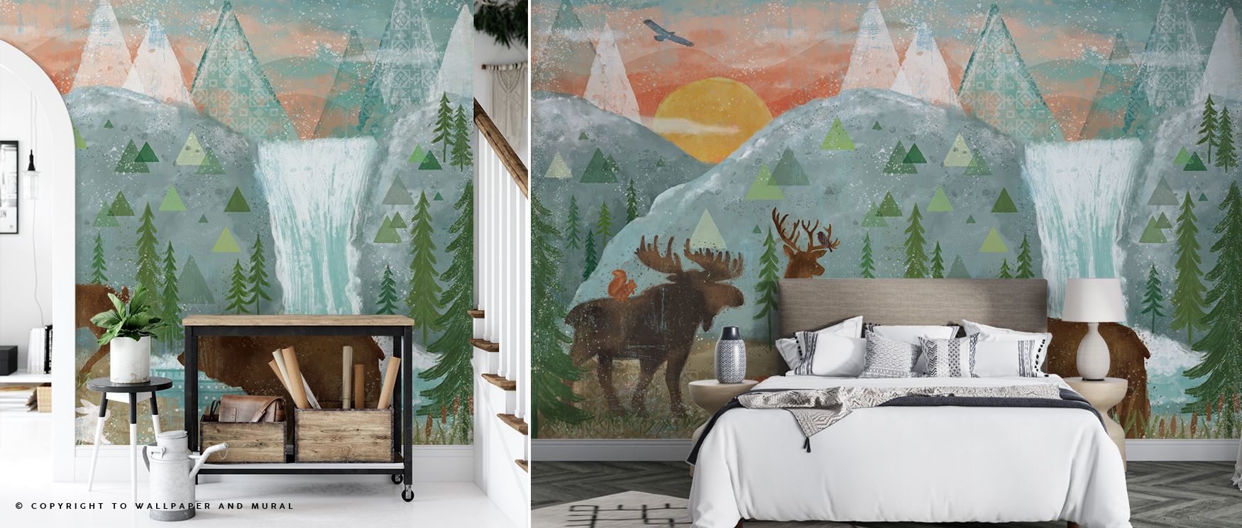 Forrest Gathering Wallpaper brings woodland serenity indoors, where green layers create flowing balance across surfaces. Each element enriches interiors with nature’s vitality, turning walls into reflections of outdoor landscapes. Its calm artistry makes 