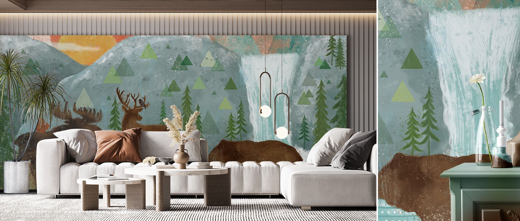 The depth of Forrest Gathering Wallpaper emerges in layers of rich greens, where forest imagery creates immersive rhythm. Each detail fosters a connection to nature, making interiors feel alive and refreshed. This design enhances spaces with charm and tra