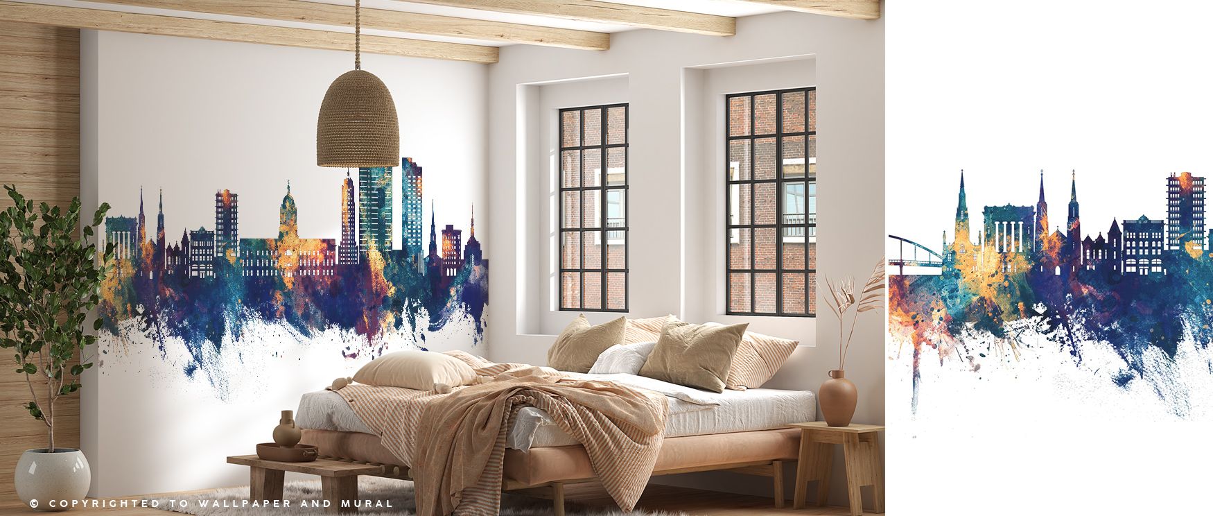 Fort Wayne Indiana Skyline Blue & Bronze Wallpaper reflects elegance in structure, where city landmarks appear as rhythmic silhouettes. Its tones create balance and vitality, turning walls into symbols of cultural beauty. Interiors glow with refinement an