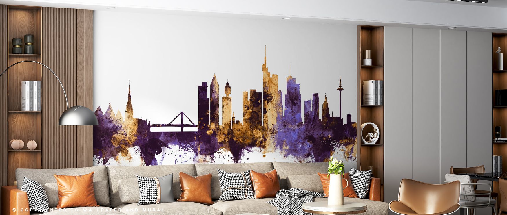 The artistry of Frankfurt Skyline Purple & Gold Wallpaper lies in its harmony, where purple and gold tones converge with precision. Each tower becomes part of an urban rhythm, transforming interiors with charm. This design enhances walls with cultural pri