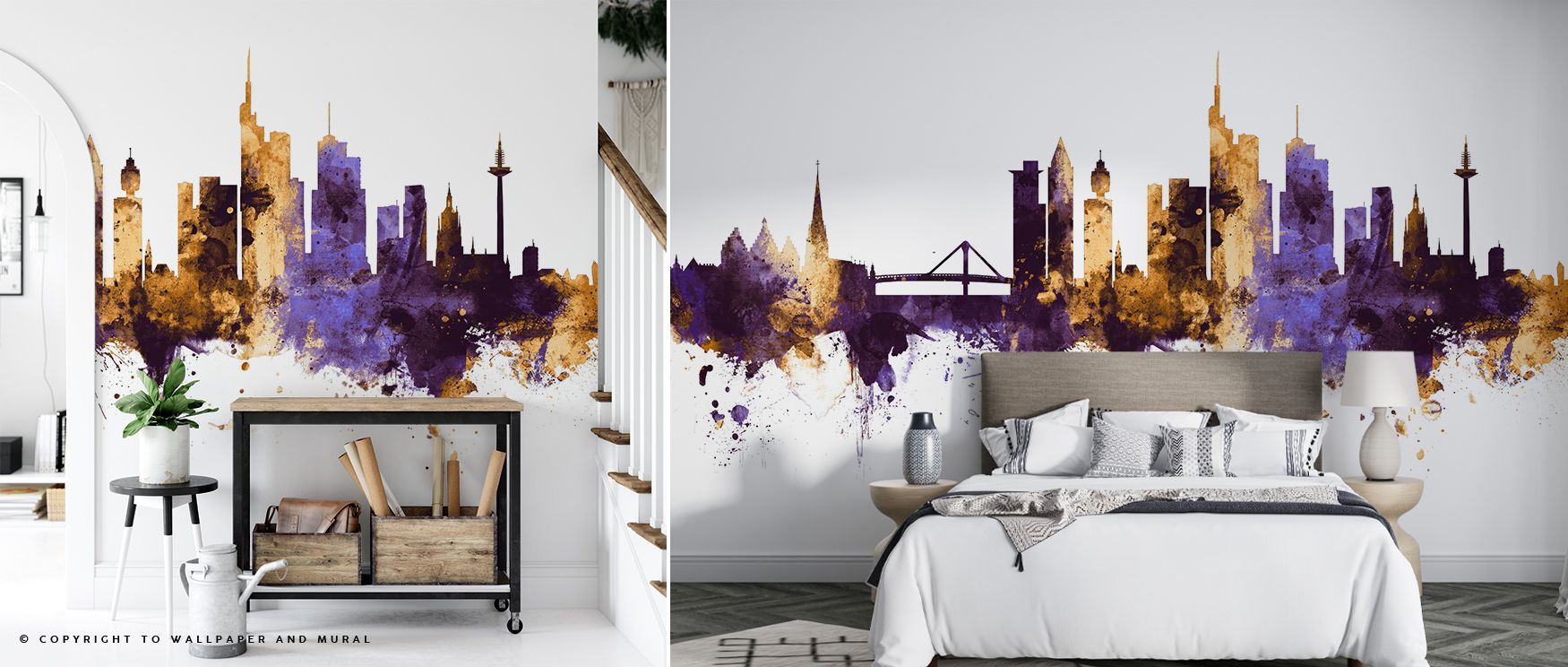 Frankfurt Skyline Purple & Gold Wallpaper offers a luxurious vision of city life, with tones of purple and gold weaving together. Each structure adds artistry, enhancing interiors with charm and balance. This design reflects sophistication, making it idea