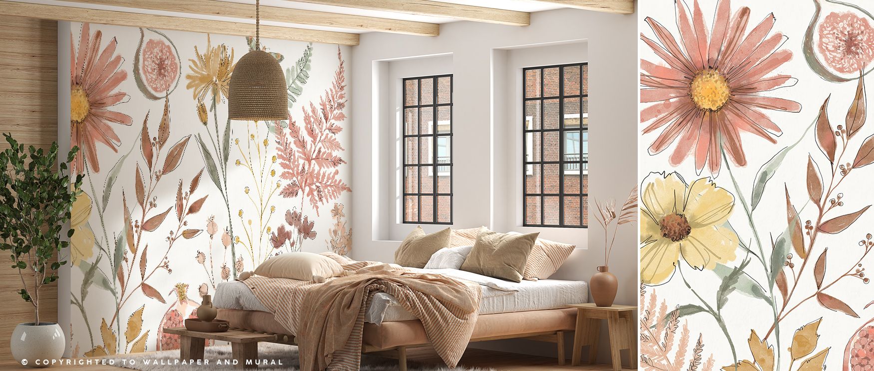 Full Bloom I Wallpaper thrives on blossoms in radiant hues, where color dances across surfaces with charm and energy. Each flower suggests rhythm and abundance, creating interiors filled with vitality. The design enhances walls with beauty and brightness,