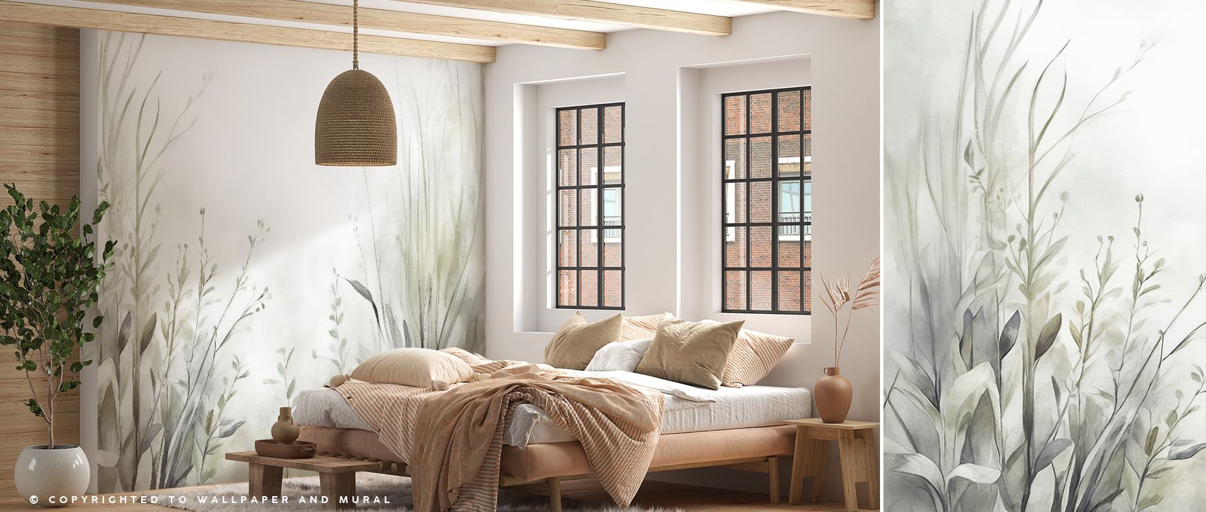 Lush greenery defines Garden of Peace Green Wallpaper, unfolding in layers of delicate floral motifs that sweep across the surface with a softness that soothes the eye. Each curve of its design carries the mood of quiet landscapes, where calming green ton