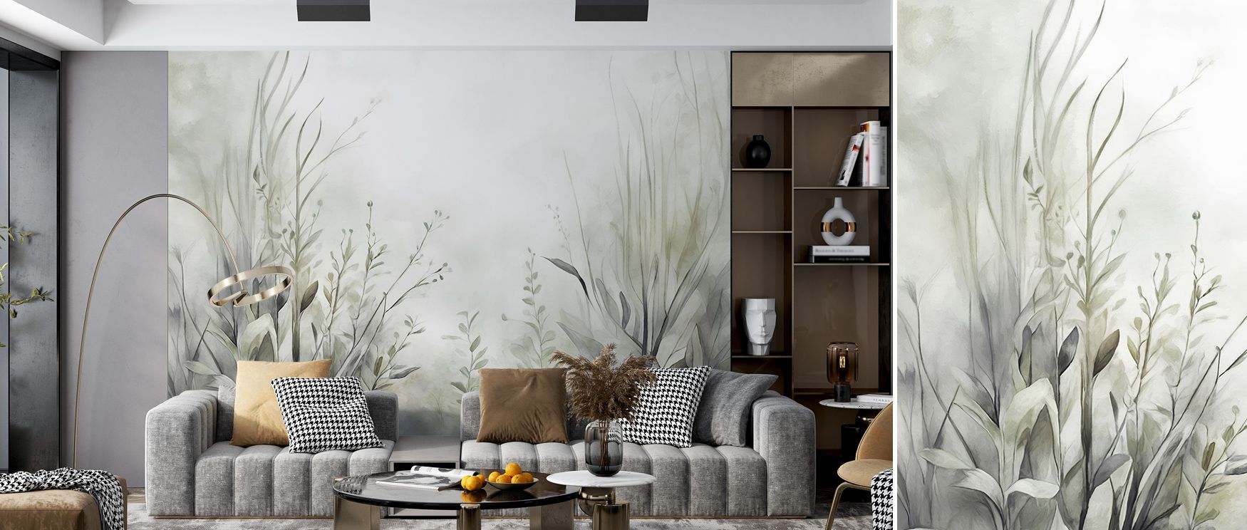 Flowing green shades define the soul of Garden of Peace Green Wallpaper, where floral touches evoke calm gardens under quiet skies. Each petal motif adds to the soft balance, creating interiors filled with serenity, ideal for relaxing in a tranquil living