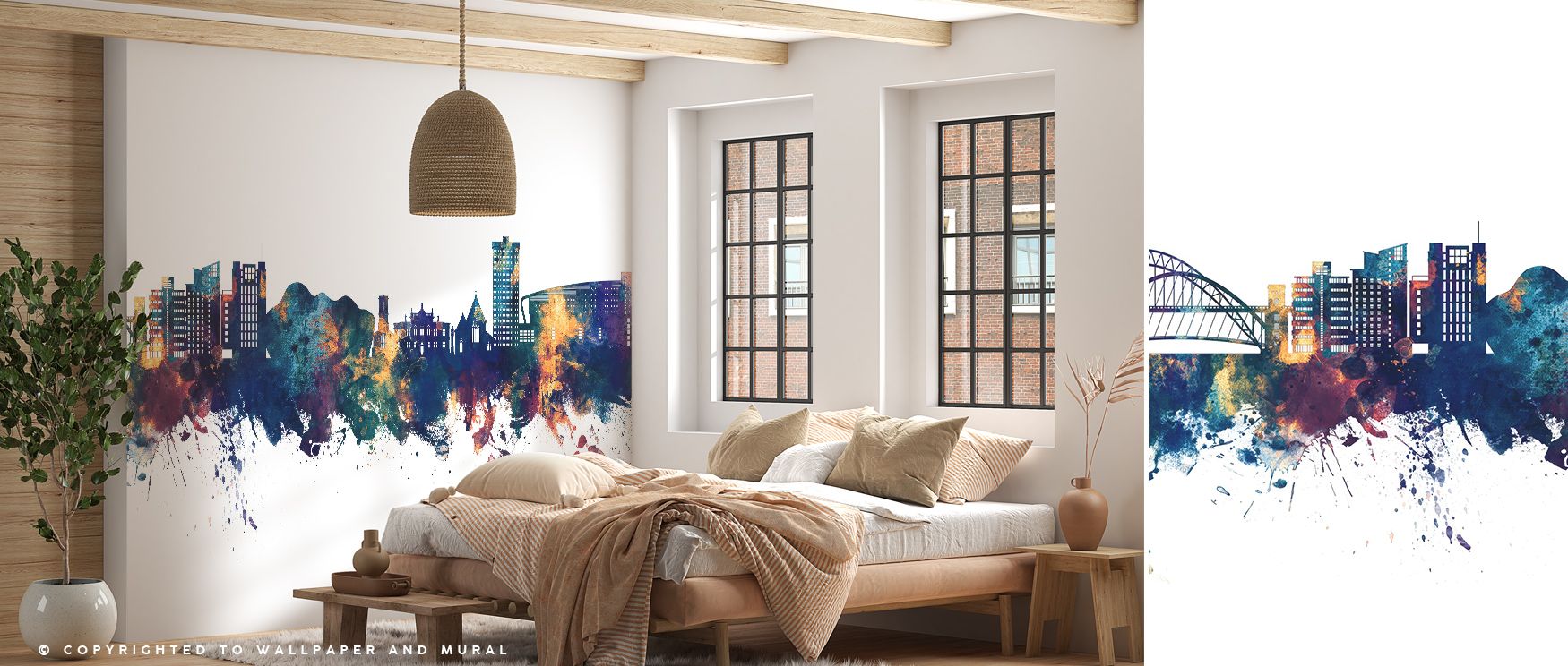 Gateshead England Skyline Blue & Bronze Wallpaper reflects architectural rhythm in refined tones, offering balance between modern elegance and cultural pride. The design captures strength while enhancing walls with atmosphere. Interiors thrive on vibrancy