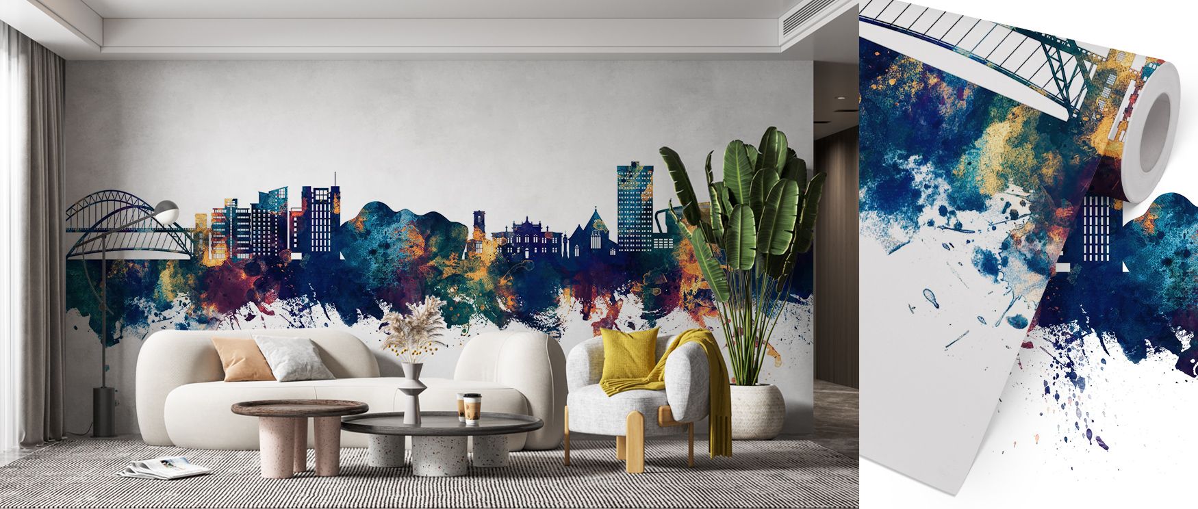 The artistry of Gateshead England Skyline Blue & Bronze Wallpaper lies in its balance, where deep blue suggests calm and bronze radiates strength. The skyline glows across surfaces with identity and charm, creating interiors filled with pride. This design