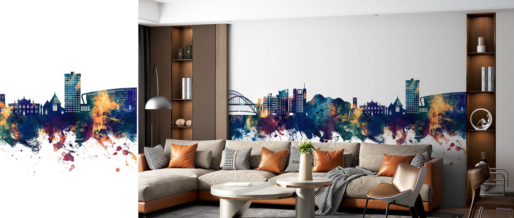 In Gateshead England Skyline Blue & Bronze Wallpaper, urban forms merge into compositions that carry pride and charm. Each building detail suggests artistry and balance, making interiors welcoming and expressive. This design enhances walls with cultural r