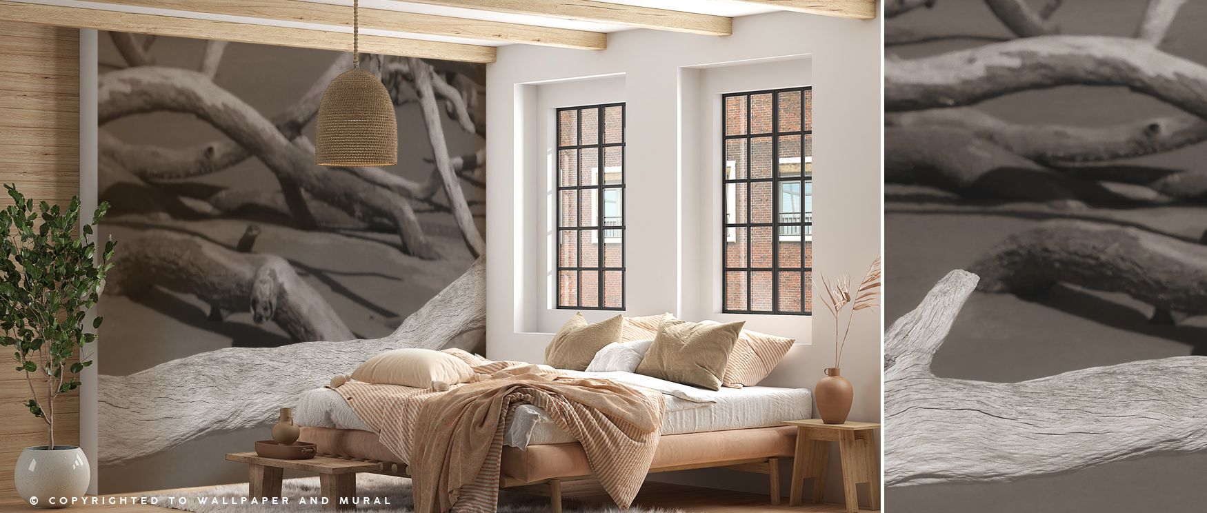 Georgia Driftwood Wallpaper reflects rustic charm, where natural patterns of wood flow across surfaces in harmony. Each detail enriches interiors with texture and warmth, turning walls into timeless backdrops of comfort. The design enhances atmosphere wit