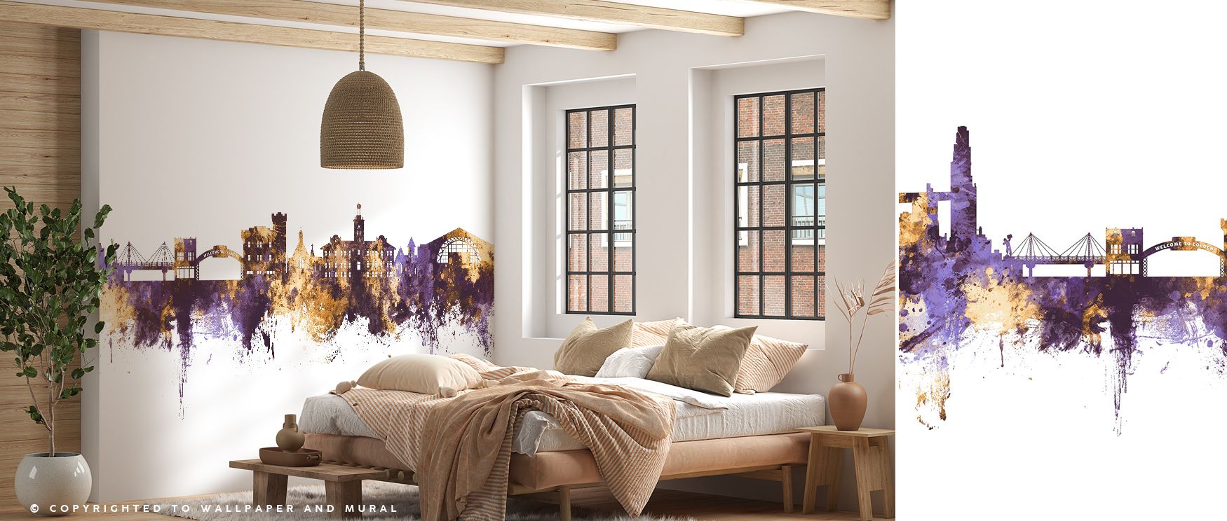 Golden Colorado Skyline Purple & Gold Wallpaper thrives on contrasts, where regal purple tones merge with luminous gold. Each building enhances interiors with rhythm and atmosphere, creating walls that glow with cultural identity. The design transforms ro