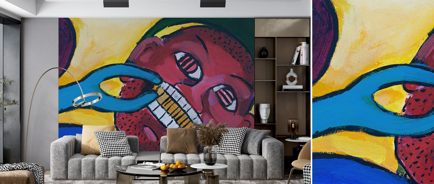 In Golden Tooth Wallpaper, motifs carry rhythm and humor, creating lively backdrops of golden charm. Each detail enriches interiors with personality, making spaces glow. The design adds originality, ideal for homes that value playful energy and creative a