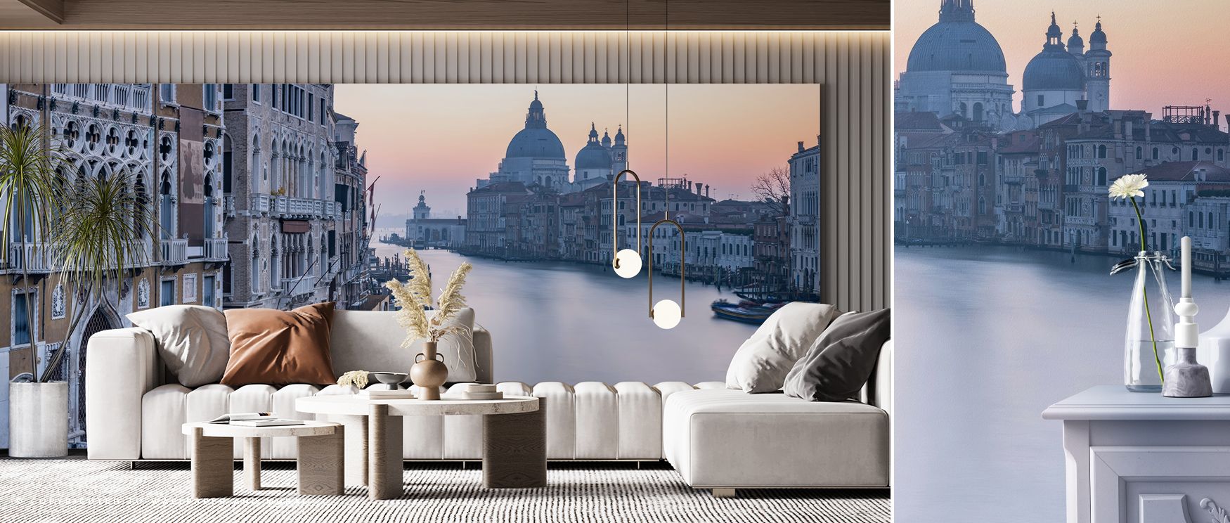 In Grand Canal Tranquility Wallpaper, the merging of water and sky paints a soothing story. Layers of reflection shimmer with subtle color shifts, producing a composition that feels airy and light. Each wall becomes a surface of calm movement, enriching s