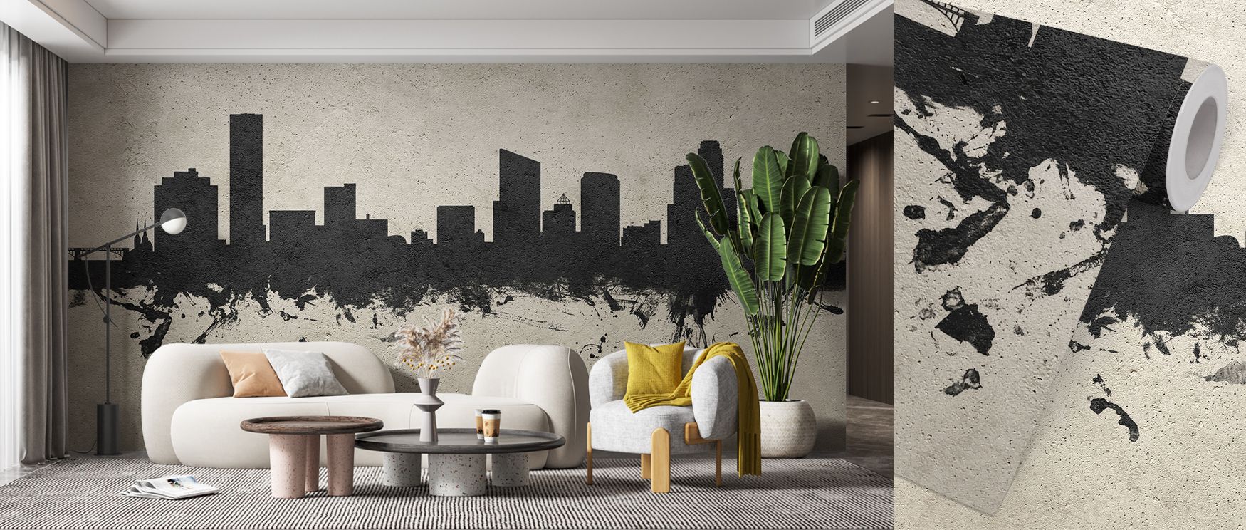 Grand Rapids Michigan Skyline Concrete Wallpaper embodies architectural legacy, with crisp lines against softened greys that feel sophisticated and bold. Its tones carry a quiet authority, while its composition celebrates contemporary pride. The design le