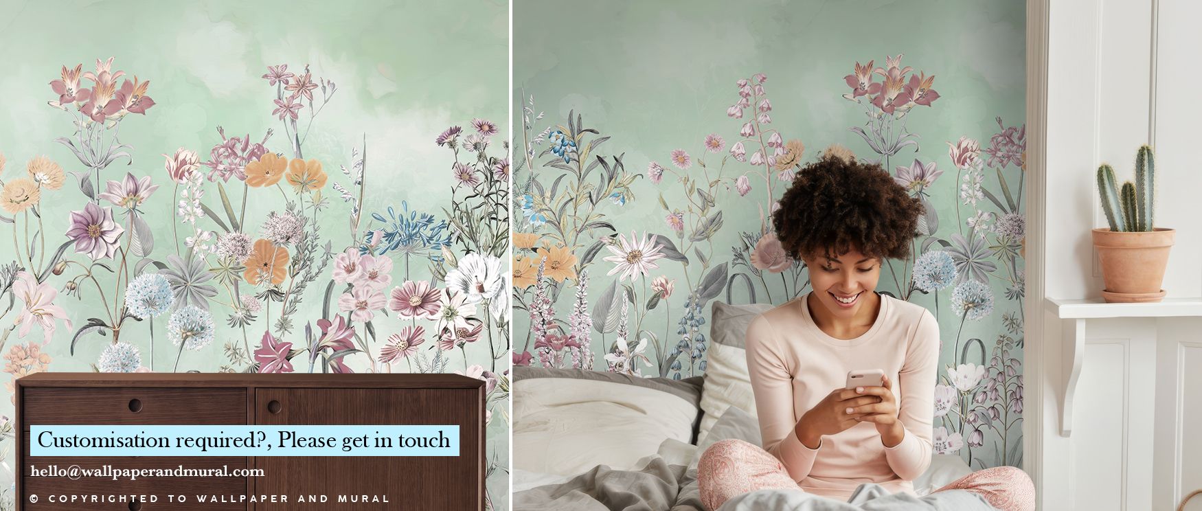 With Wild Flower Meadow in Bright Green Wallpaper, nature is woven into interiors through petals, greenery, and color that radiates cheer. Its design feels both dynamic and graceful, offering balance between movement and stillness. Interiors wrapped in it