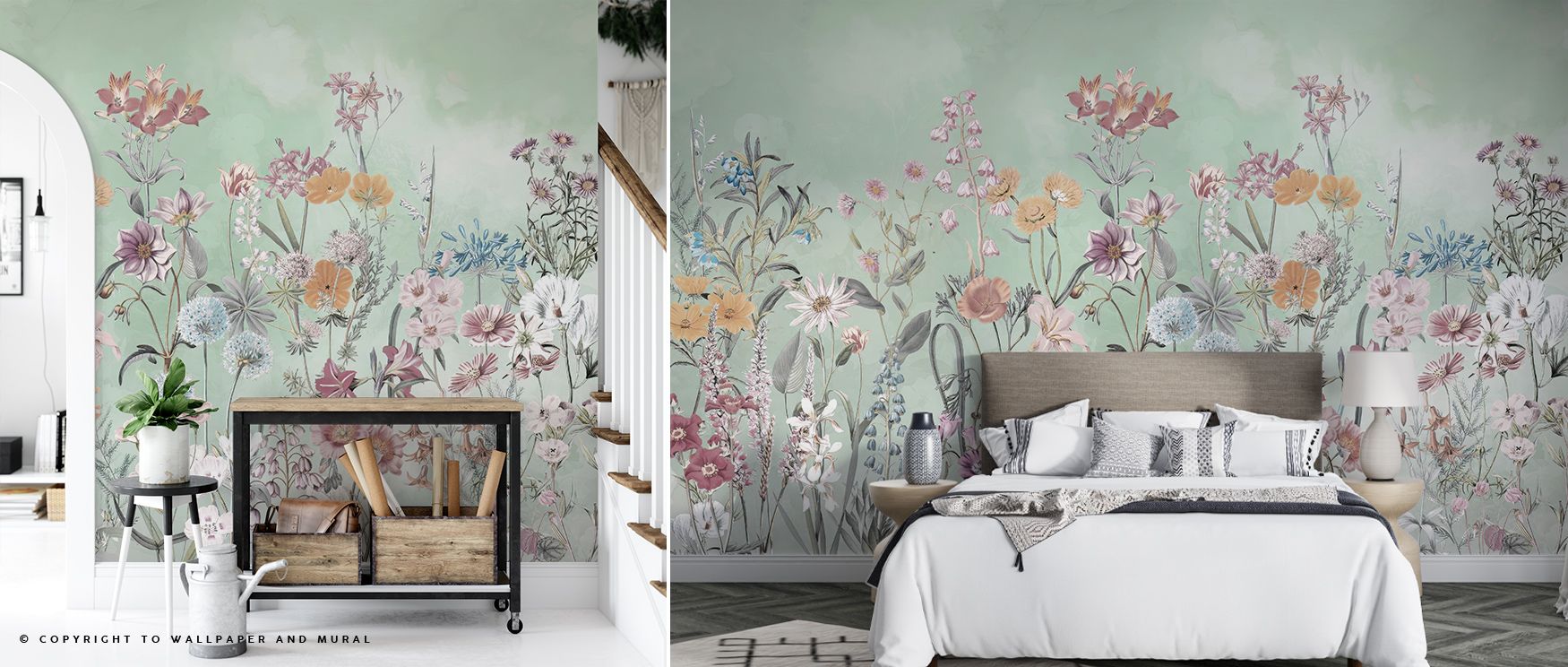 The Wild Flower Meadow in Bright Green Wallpaper design unfolds with lively rhythm, where flowers dance against lush green backdrops. Its composition carries the joy of spring breezes and open fields, enriching interiors with spirit. Each wall becomes a c