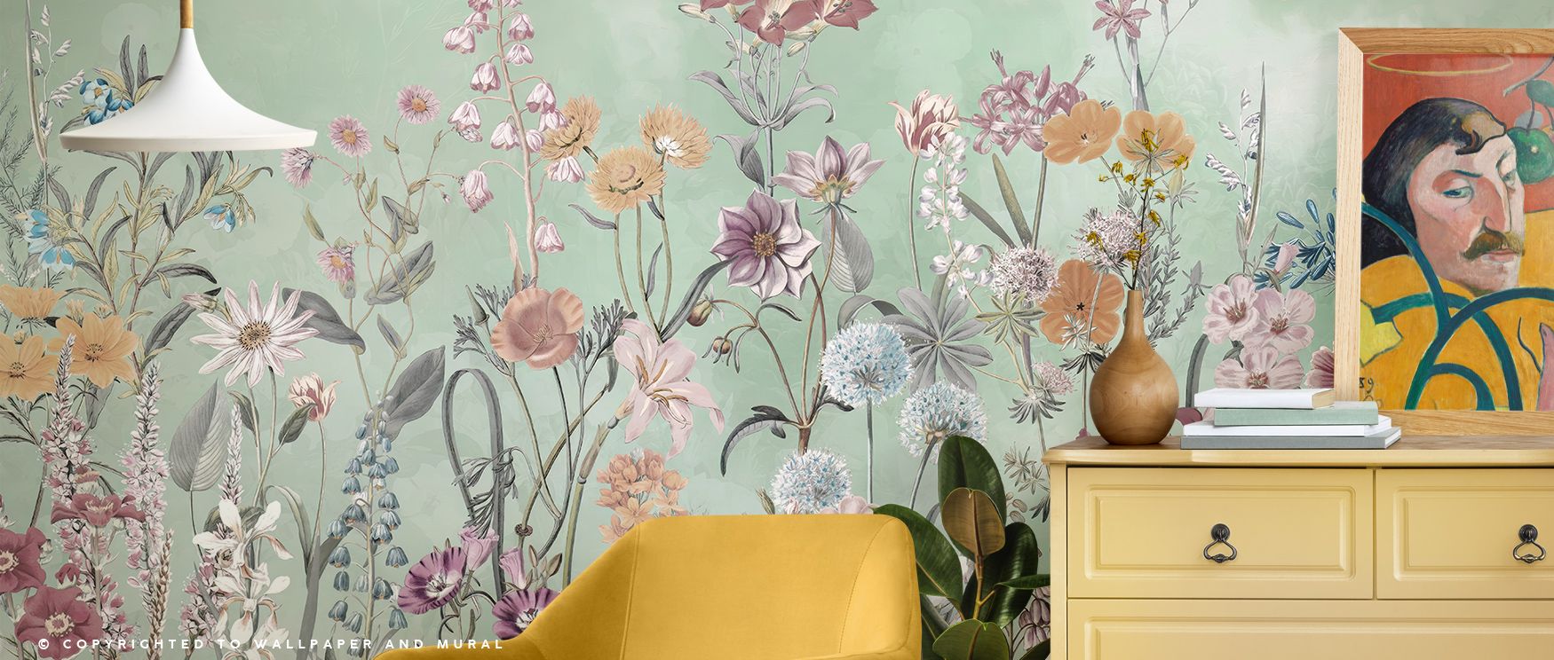 Wild Flower Meadow in Bright Green Wallpaper translates the abundance of fields into immersive design, filling walls with petals, greenery, and balance. Its tones brighten interiors with charm and energy, while its rhythm enhances harmony. It is a design 