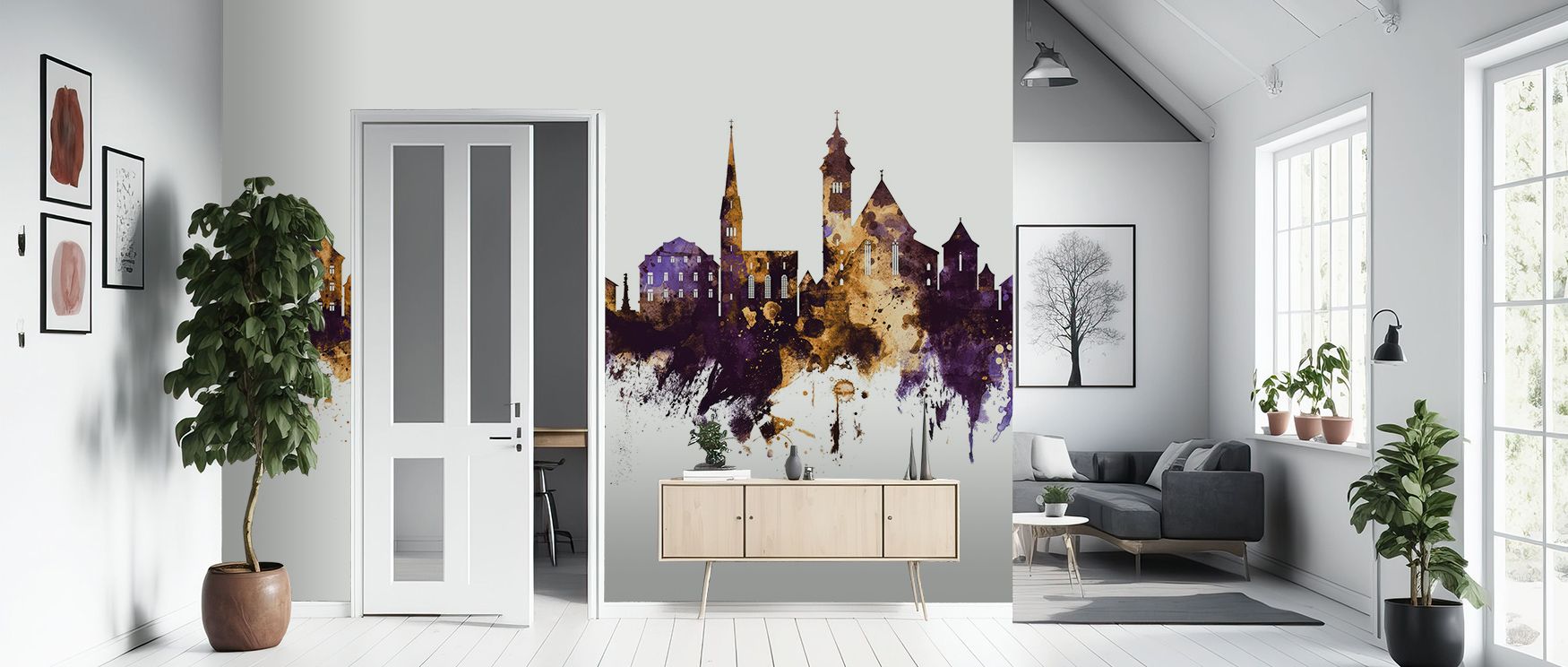 Hallstatt Austria Skyline Purple & Gold Wallpaper conveys strength and luxury, painting walls with a palette of richness. Its architectural presence brings rhythm and charm into interiors, turning modern spaces into reflections of culture. With elegance a