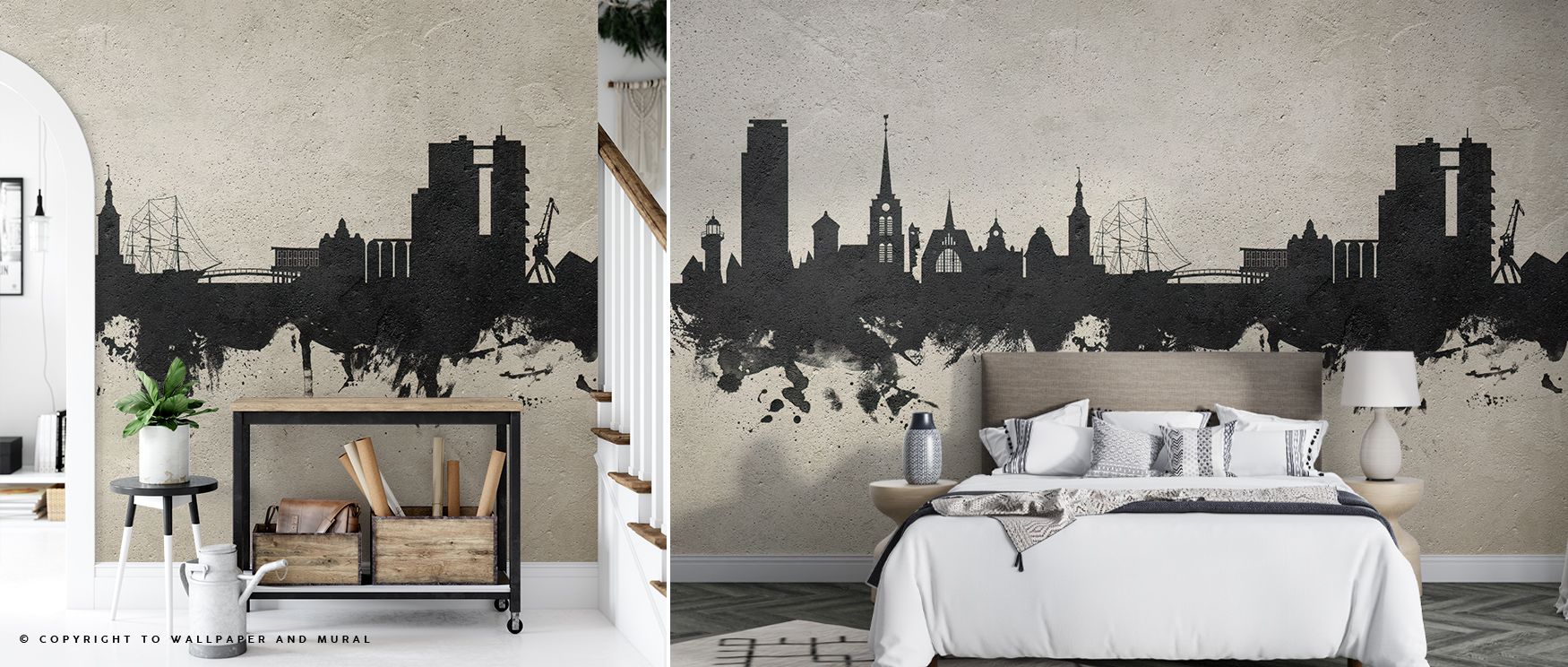 The Halmstad Sweden Skyline Concrete Wallpaper design reflects metropolitan legacy, creating silhouettes filled with quiet power. Its tones are versatile, radiating confidence while remaining subtle. Interiors wrapped in this presence gain character and i