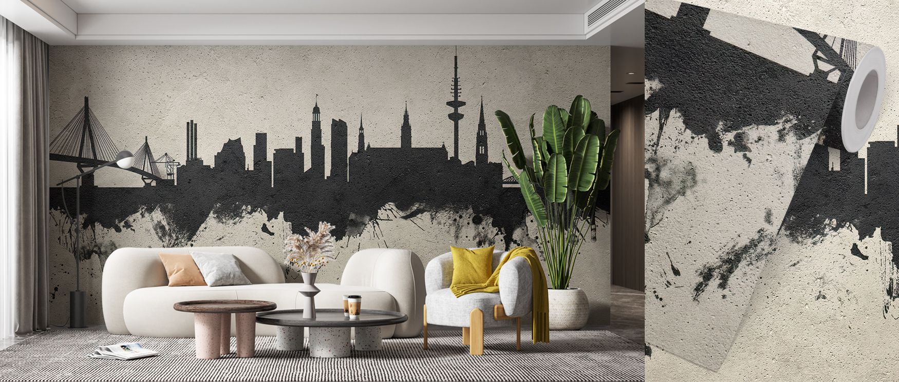 In Hamburg Germany Skyline Concrete Wallpaper, city heritage becomes a minimalist masterpiece. Its sculptural forms stand out against shades of grey, evoking presence and identity. Interiors gain atmosphere of quiet power, reflecting cultural pride. This 