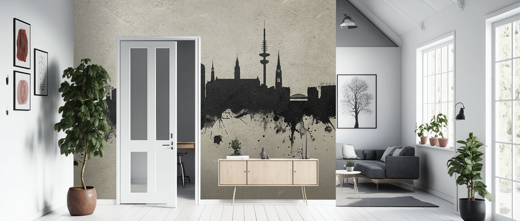 The Hamburg Germany Skyline Concrete Wallpaper design enriches walls with sculptural identity, its muted greys creating balance and depth. Its minimalism carries strength, turning interiors into cultural tributes. The skyline presence resonates with confi