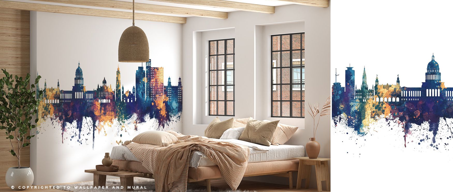 Havana Cuba Skyline Blue & Bronze Wallpaper embodies modern charm, where skyline silhouettes stand in striking contrasts. Its tones carry dual presence of calmness and warmth, turning interiors into balanced reflections of place and heritage. Perfect for 