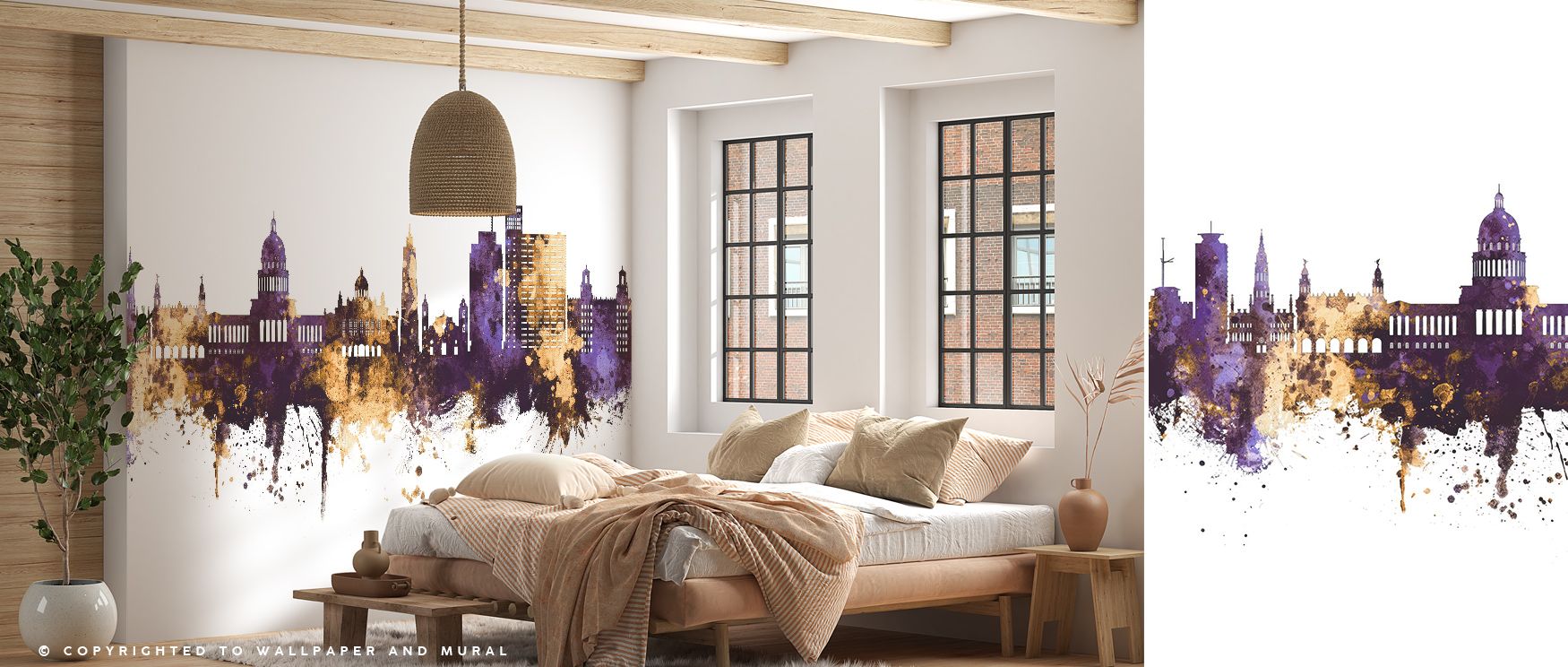 Havana Cuba Skyline Purple & Gold Wallpaper embodies elegance, with silhouettes illuminated in bold tones. Its atmosphere conveys luxury, turning interiors into cultural reflections. The skyline presence carries both strength and heritage, transforming wa
