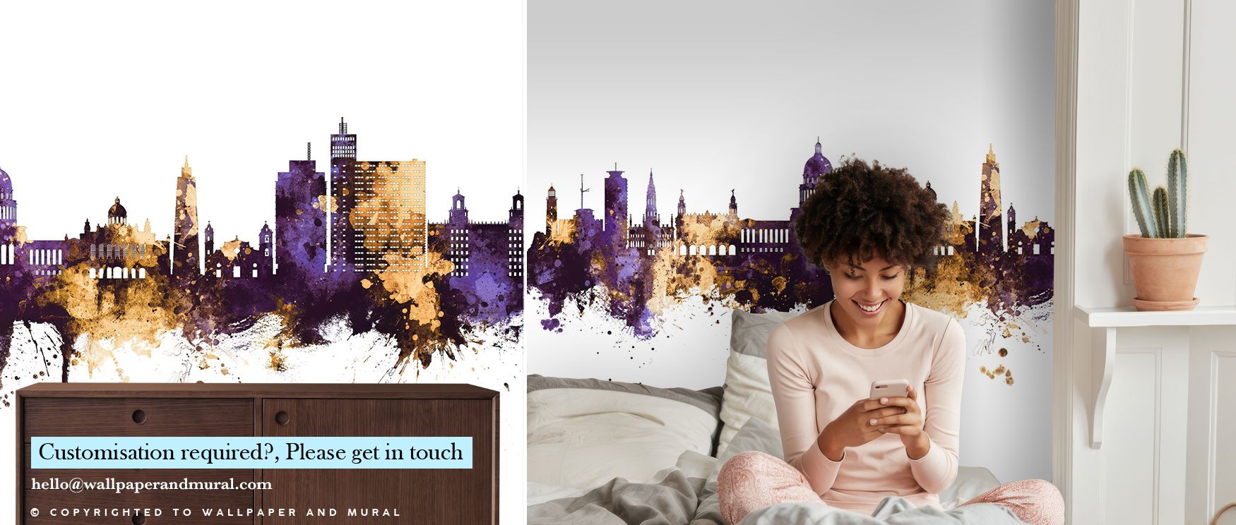 In Havana Cuba Skyline Purple & Gold Wallpaper, architectural silhouettes glow with luminous contrast. Purple tones add depth, while gold radiates brilliance, making walls feel regal. This design enhances interiors with cultural resonance, creating rooms 