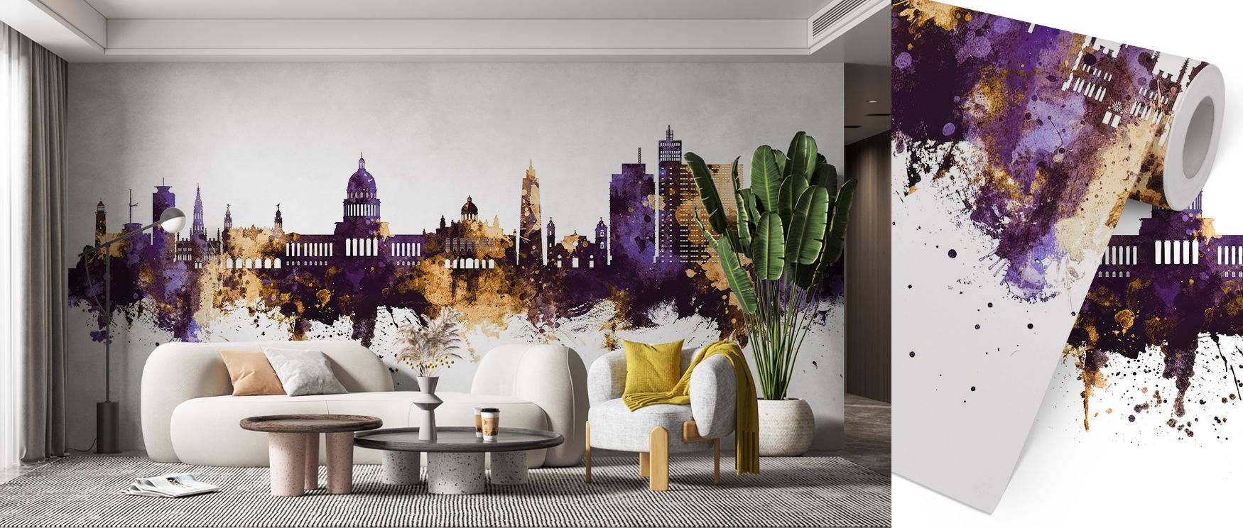 The Havana Cuba Skyline Purple & Gold Wallpaper design interprets city identity through regal color. Its forms feel majestic against glowing tones, enriching interiors with rhythm and pride. Each wall becomes a statement of cultural strength, transforming