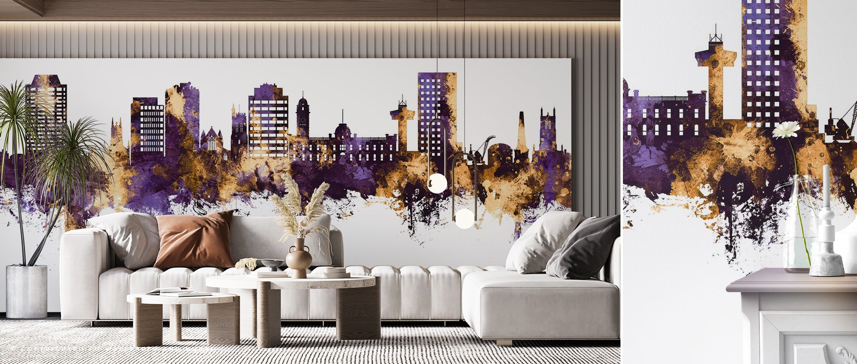 Hobart Australia Skyline Purple & Gold Wallpaper embodies strength and sophistication, turning skyline forms into luminous reflections of identity. Its palette radiates charm and resonance, surrounding interiors with balance. This design creates luxurious