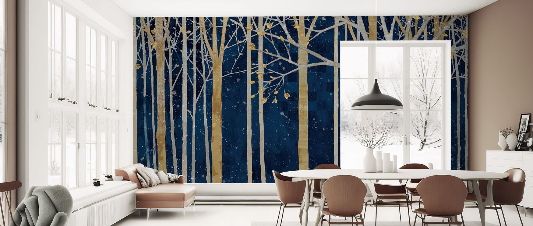 In Springtime Indigo Wallpaper surrounds interiors with calm, layering blossoms into timeless rhythm. Its tones radiate beauty and balance, turning homes into restful retreats. Walls glow with serenity, transforming into canvases of charm and grace, suite