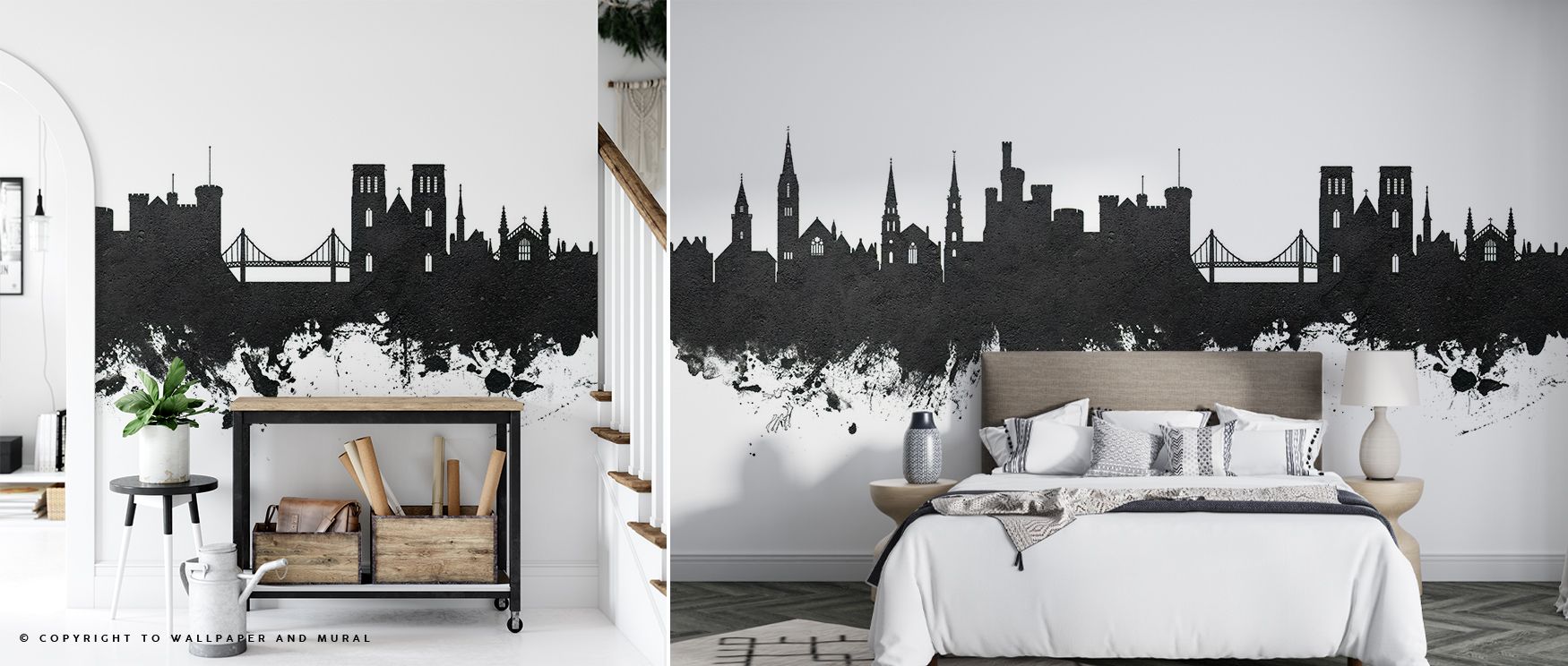 Inverness Scotland Skyline Black & White Wallpaper radiates elegance, layering silhouettes into crisp tones. Its palette conveys heritage, turning walls into refined reflections of pride. Interiors glow with sophistication, surrounding spaces with timeles