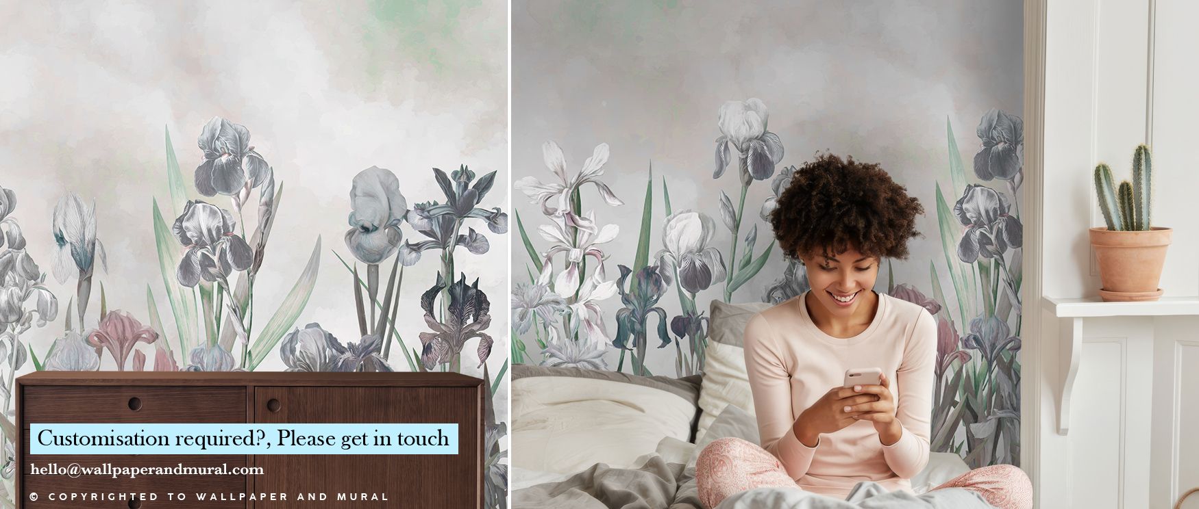In Iris Field Greenish Wallpaper, delicate blossoms create atmosphere filled with harmony. Its palette conveys calm, enriching walls with resonance. Interiors glow with balance, surrounding spaces with charm and floral sophistication. This design transfor