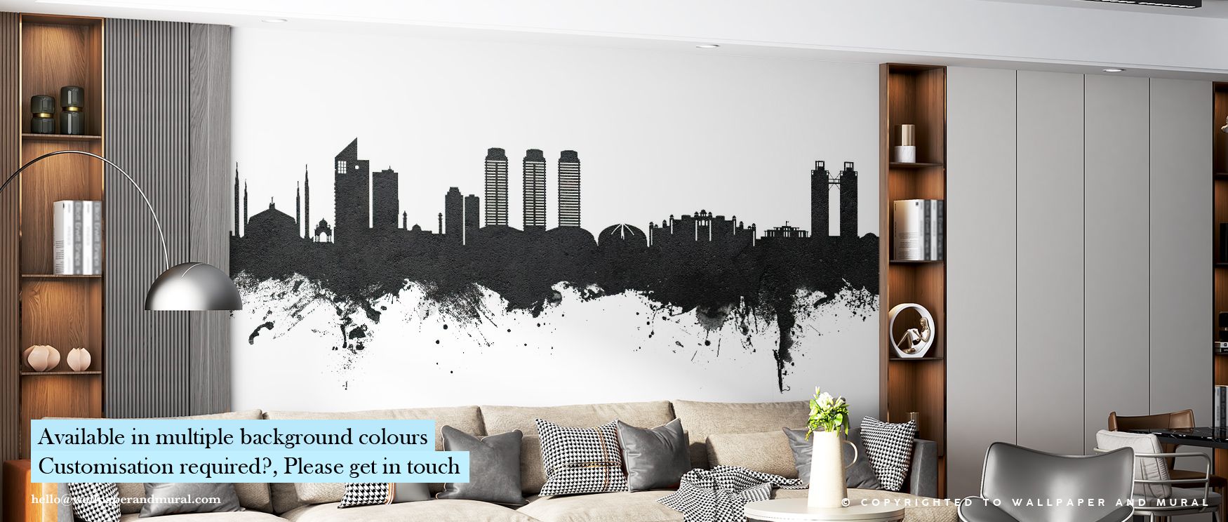 Islamabad Pakistan Skyline Black & White Wallpaper conveys pride, with architecture layered into crisp tones. Its palette radiates strength, surrounding interiors with cultural resonance. Walls glow with identity, making spaces timeless reflections of her