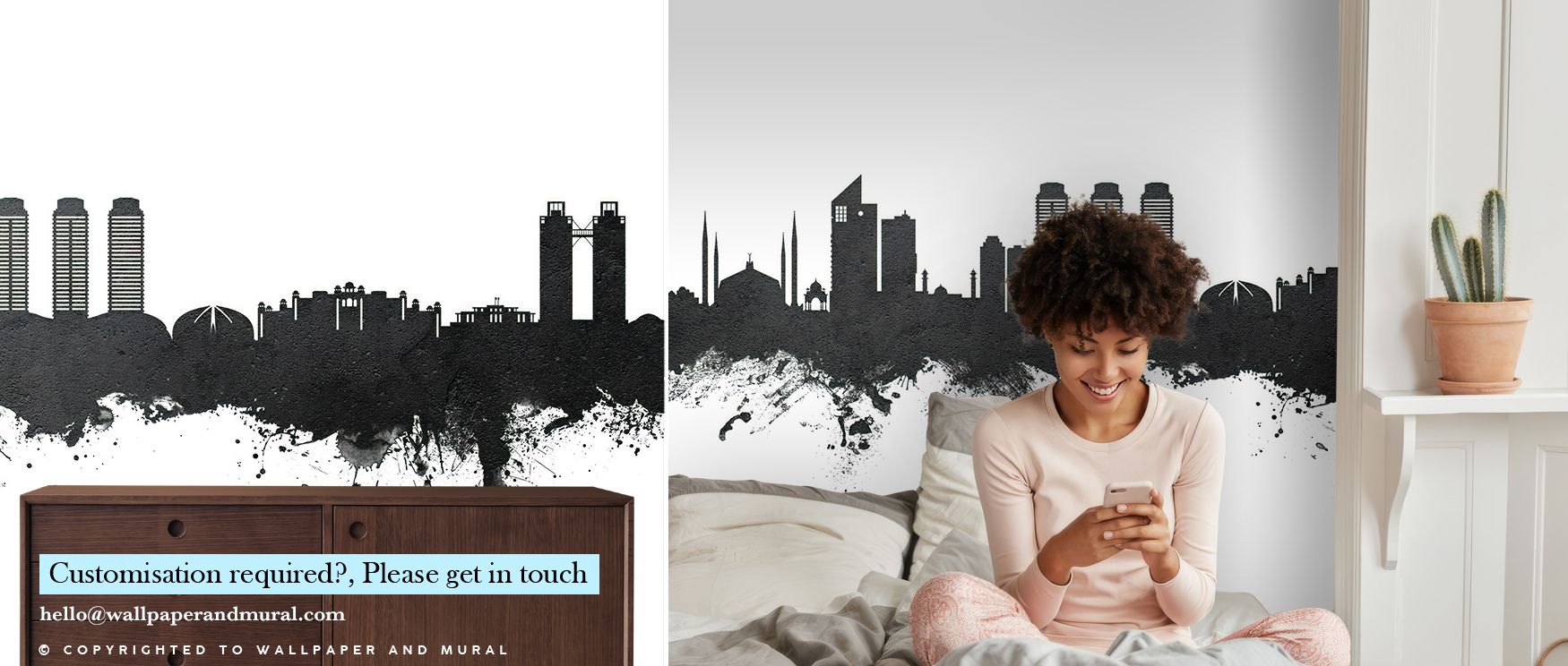 In Islamabad Pakistan Skyline Black & White Wallpaper, contrasts highlight architecture in minimalist elegance. Its palette conveys cultural resonance, surrounding interiors with pride. Walls glow with sophistication, transforming homes into spaces of bal