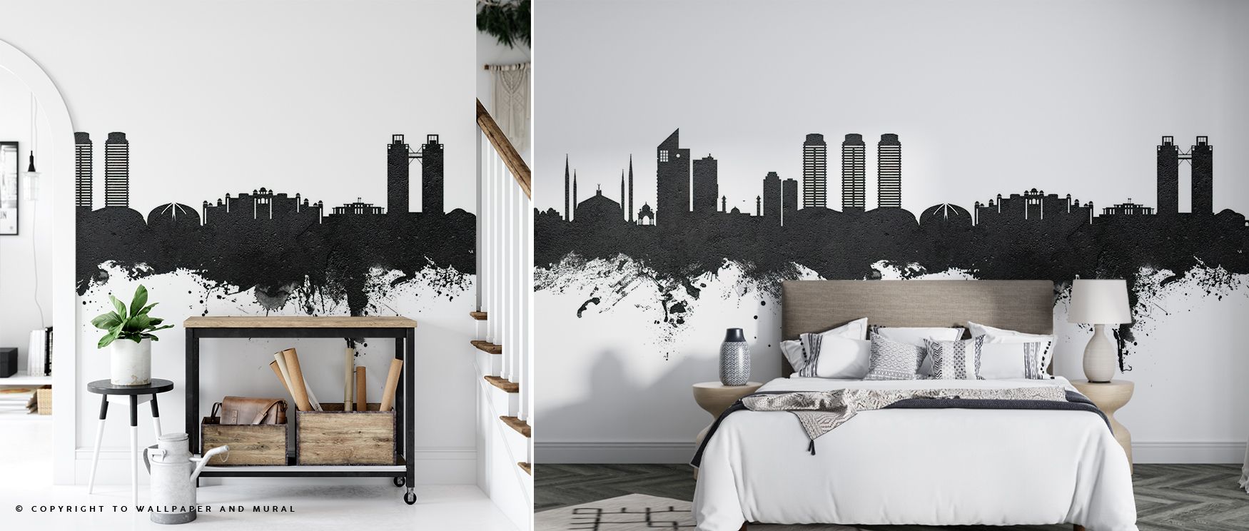 Islamabad Pakistan Skyline Black & White Wallpaper radiates elegance, layering crisp silhouettes into minimalist tones. Its palette conveys strength, surrounding interiors with pride. Walls glow with heritage, enriching spaces with cultural resonance, mak