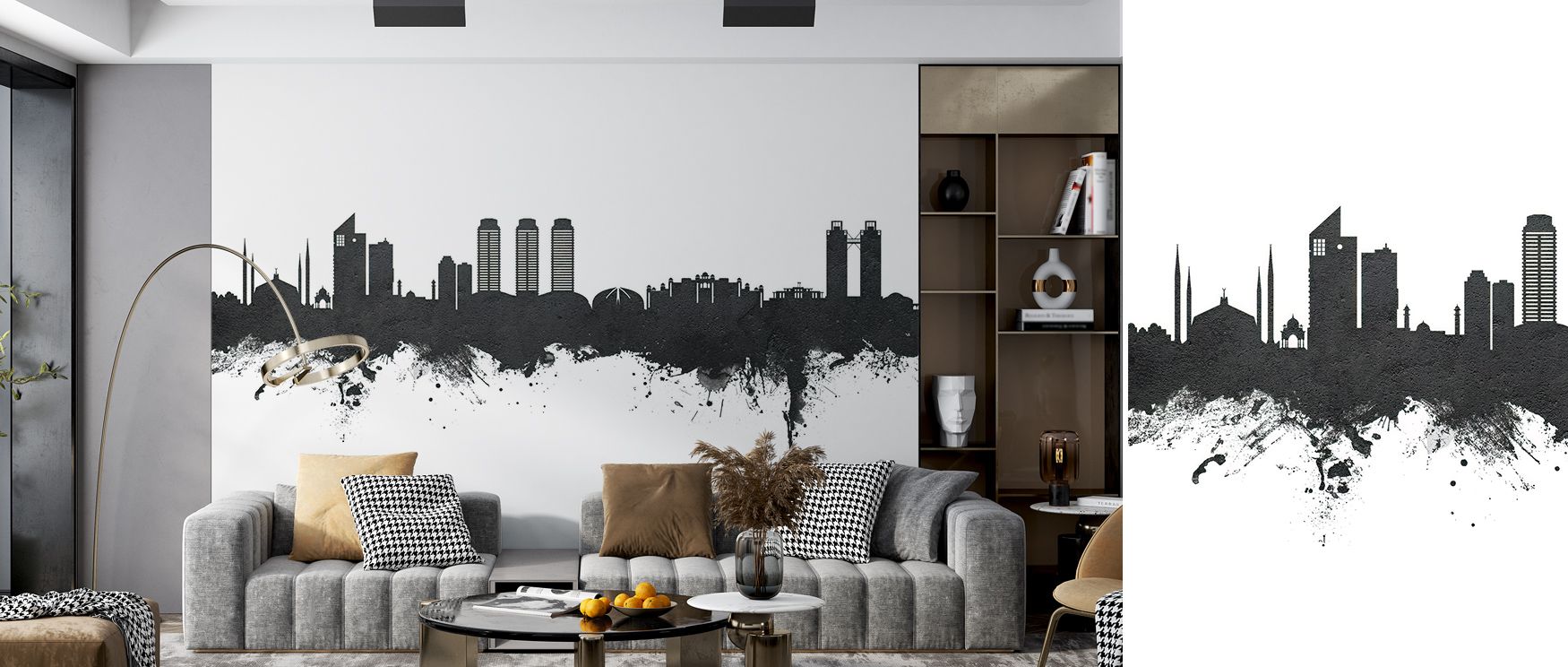 Islamabad Pakistan Skyline Black & White Wallpaper surrounds interiors with timeless pride, layering architecture into crisp tones. Its palette conveys strength, surrounding walls with sophistication. This design enriches spaces with cultural resonance, m