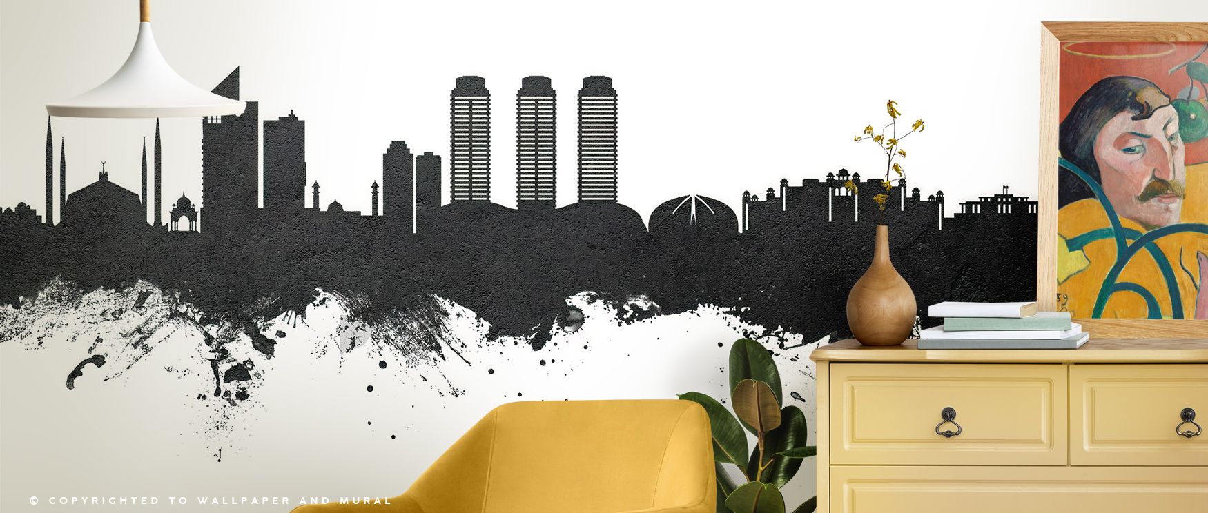 Islamabad Pakistan Skyline Black & White Wallpaper conveys timeless charm, with silhouettes etched in crisp tones. Its palette resonates with cultural pride, turning interiors into modern reflections of heritage. Walls glow with resonance, enriching homes