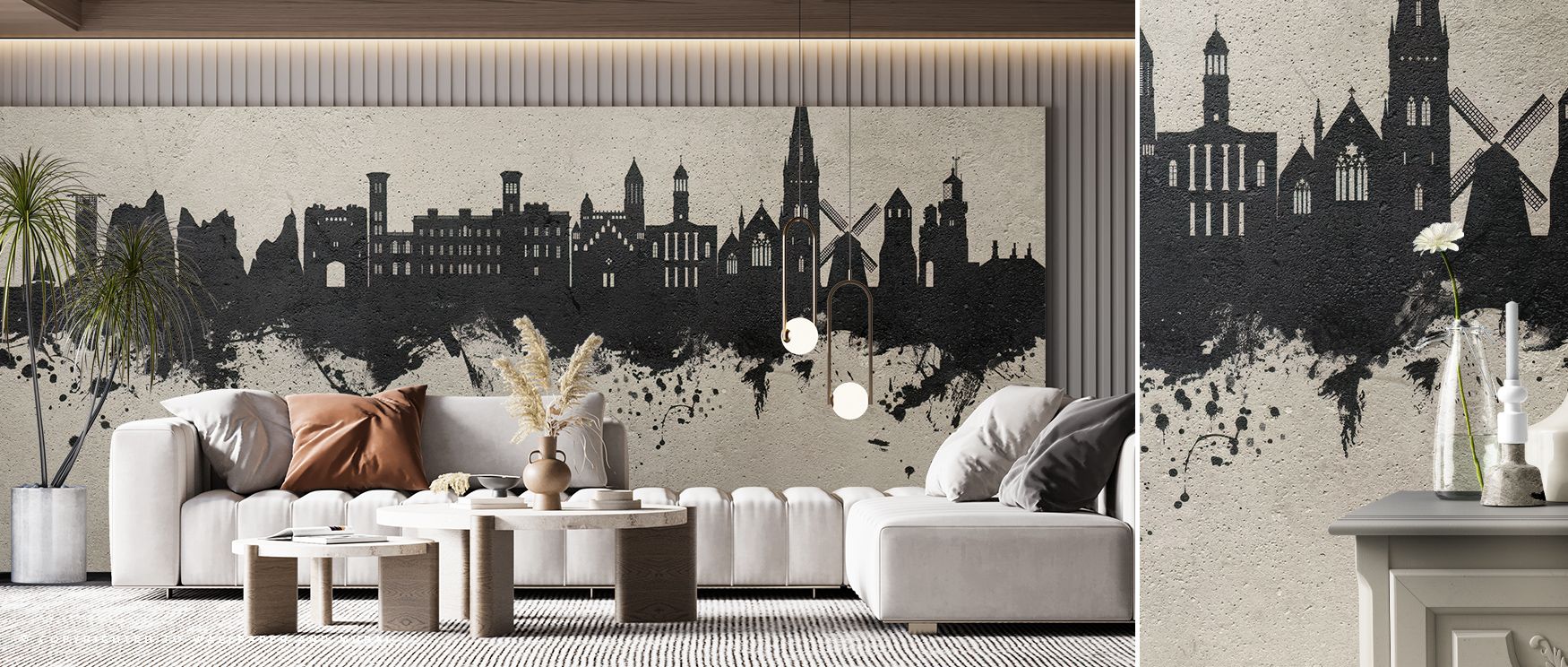 Isle of Wight England Skyline Concrete Wallpaper embodies cultural resonance, with silhouettes layered into textured tones. Its palette conveys strength, surrounding interiors with pride. Walls glow with sophistication, making modern homes vibrant reflect