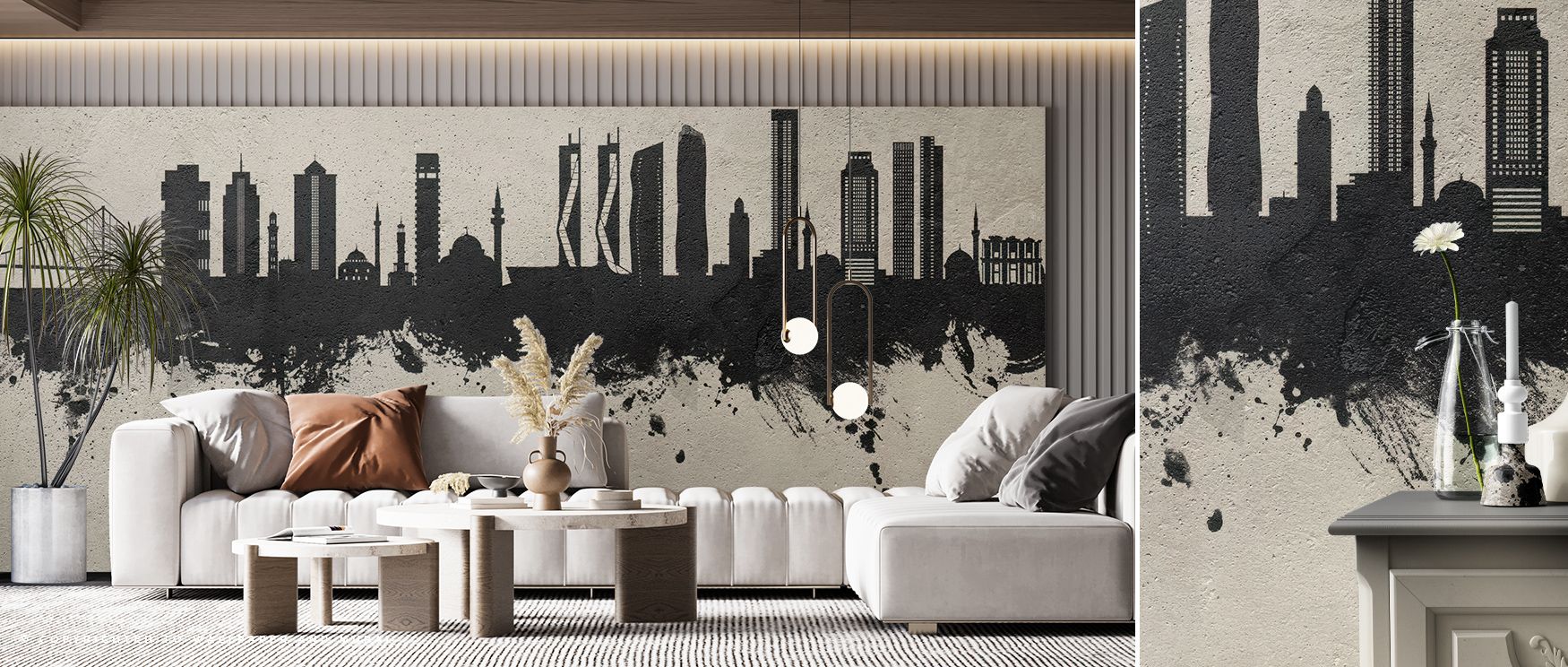 Izmir Turkey Skyline Concrete Wallpaper conveys urban elegance, layering textured tones into striking compositions. Its palette resonates with strength, surrounding interiors with pride. Walls glow with sophistication, turning spaces into cultural homages