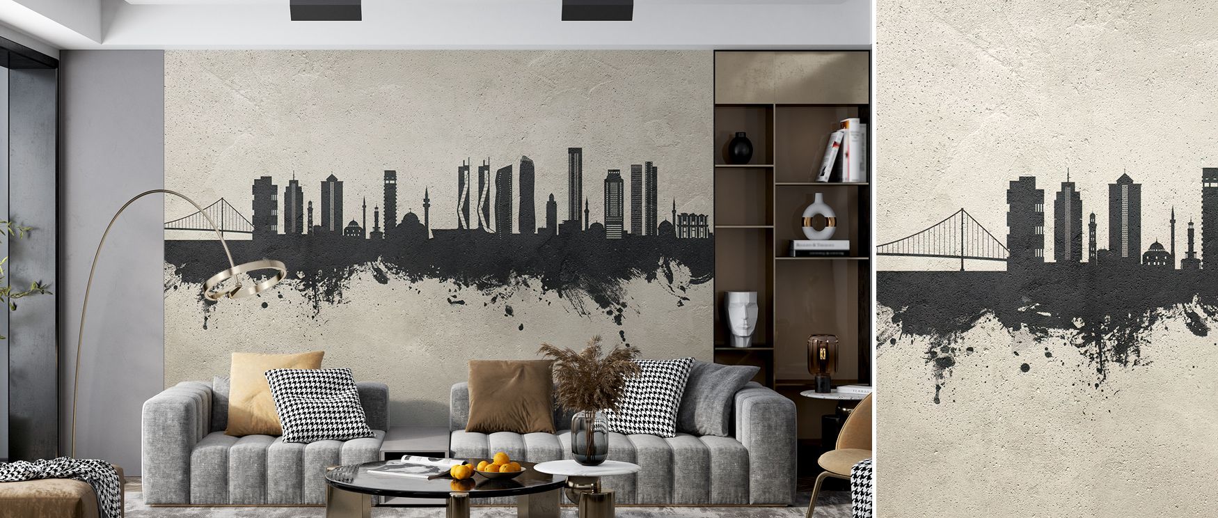 Izmir Turkey Skyline Concrete Wallpaper embodies heritage, layering architecture into textured rhythm. Its palette conveys pride, surrounding interiors with resonance. Walls glow with cultural strength, turning modern homes into urban showcases enriched w