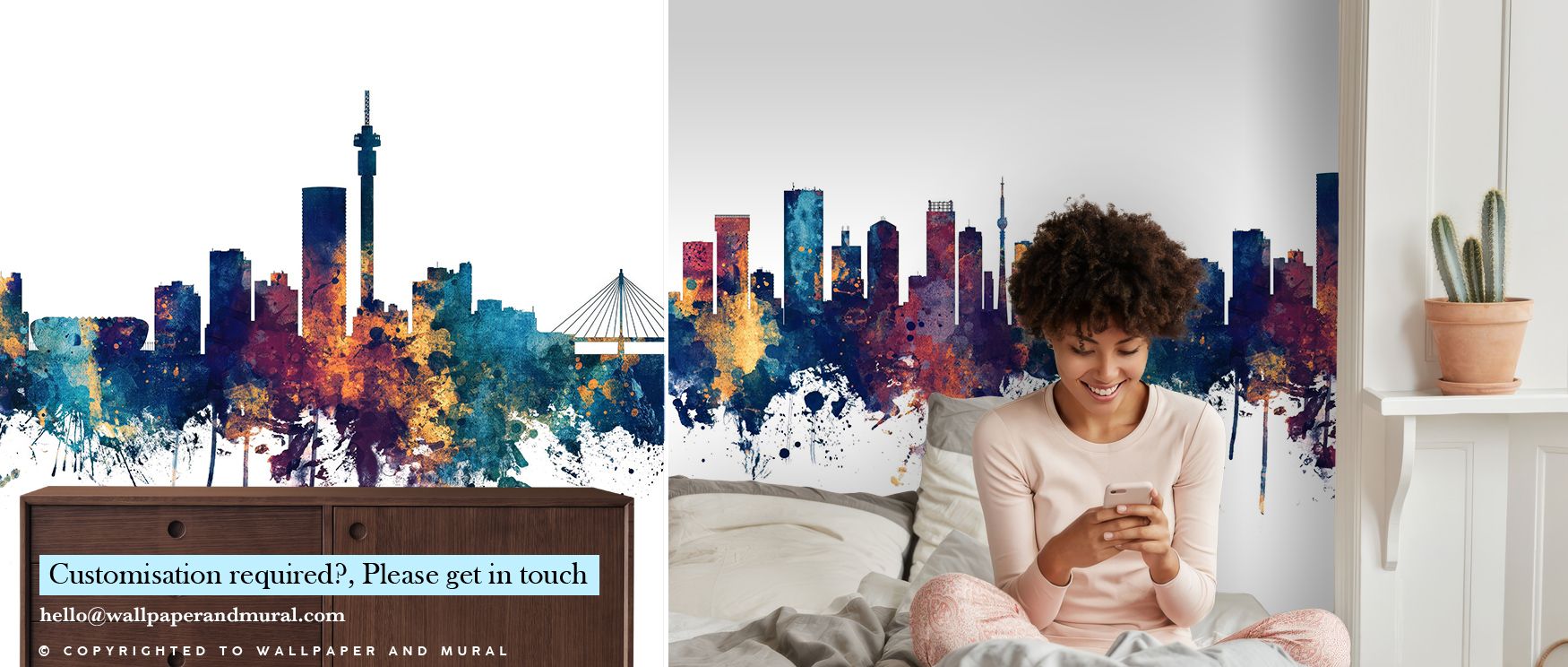 In Johannesburg South Africa Skyline Blue & Bronze Wallpaper, silhouettes rise with clarity against refined hues. Its palette conveys strength, surrounding interiors with resonance. Walls glow with sophistication, turning spaces into vibrant reflections o